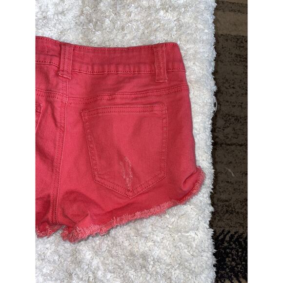 Forever 21 sz. 28 red/ pink short jean shorts. Great pair, comfortable - Picture 9 of 10